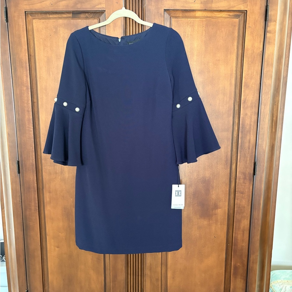 Ivanka Trump Dress, NWT, Navy, Bell Sleeves, Lined